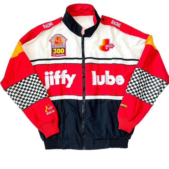Vintage 90's Jiffy Lube Nascar Racing Jacket Windbreaker Size L - Picture 1 of 6
